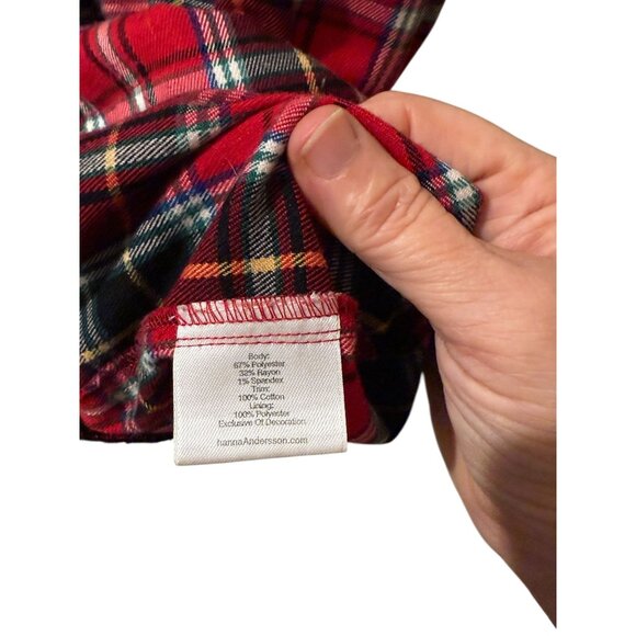 Hanna Andersson Girls Red Plaid Dress With Velvet Collar Christmas 120 sz 6 - Picture 7 of 7